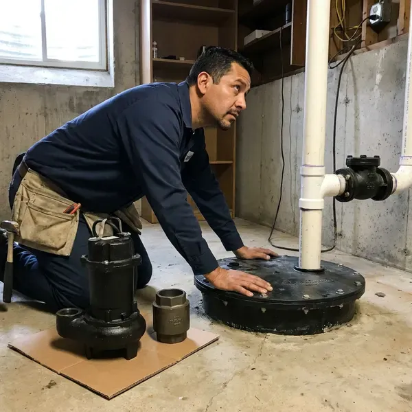 Local sewage ejector pump installation by HCL Plumbing, Syracuse, NY