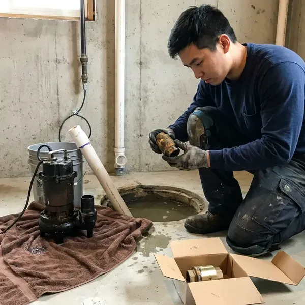 HCL Plumbing technician providing sump pump maintenance in New York, NY