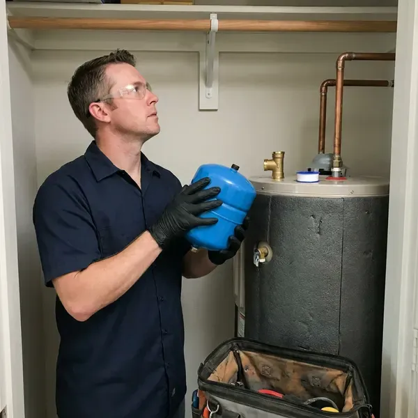 HCL Plumbing technician providing water heater expansion tank installation in New York, NY