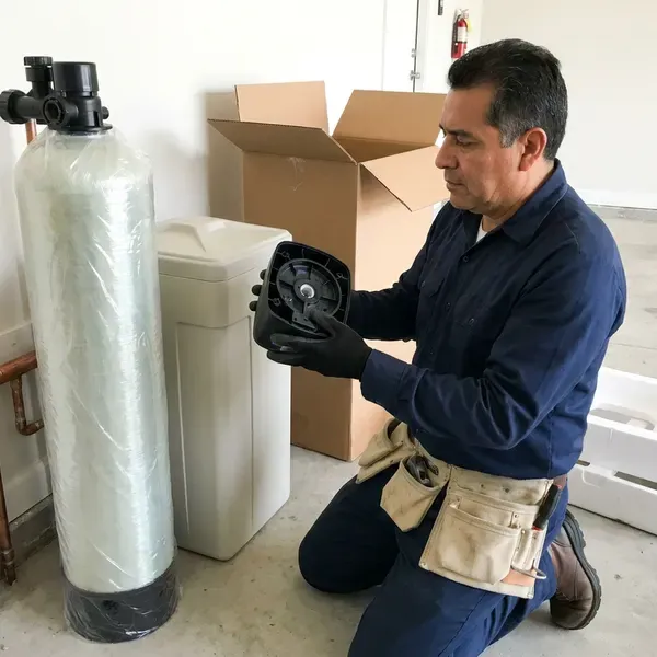 HCL Plumbing technician providing water softener replacement in New York, NY